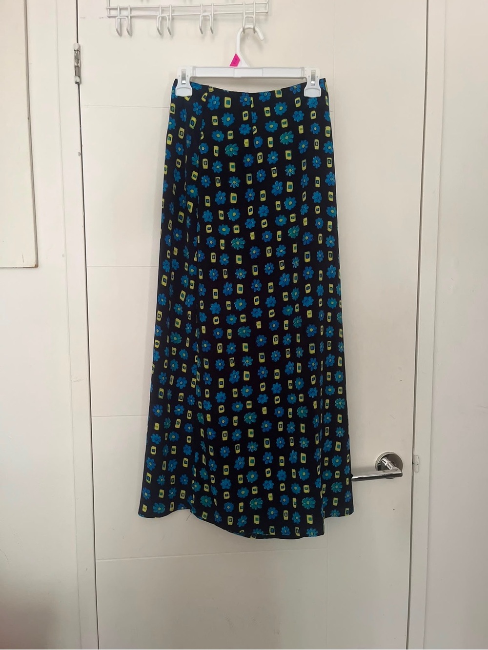 Y2K Blue Floral Print Maxi Skirt